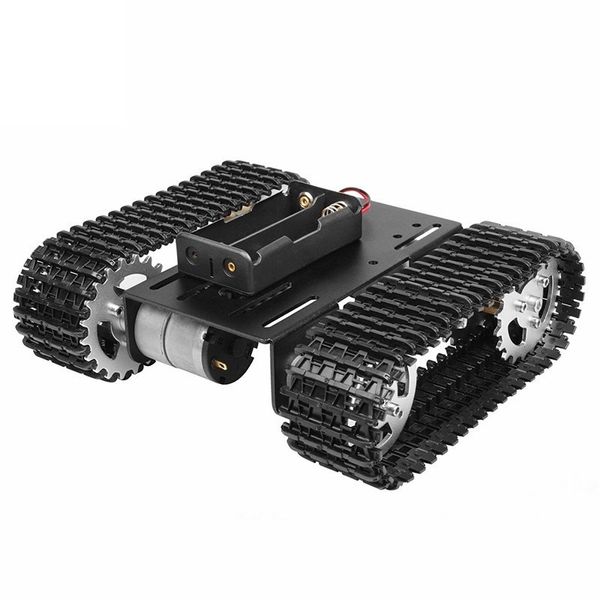 Coche eléctrico/RC inteligente Robot tanque chasis rastreado plataforma de coche T101 con Motor Dual DC 12V 350rpm para Arduino DIY Robot juguete parte 230525