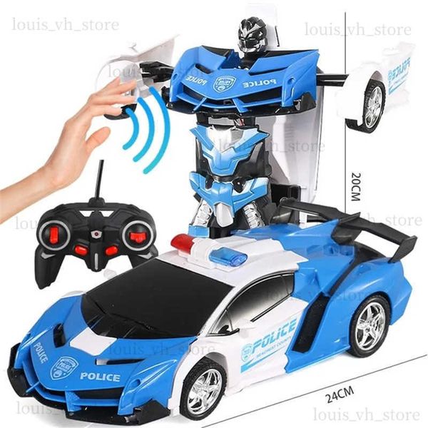 Robot de transformation de voiture électrique / RC Car 1 18 Déformation RC CAR Toy Induction LED Set à télécommande Modèles de voiture RC CONBAT TOY Gift T240325