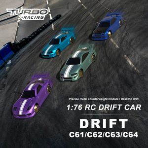 Elektrische RC Auto TURBO RACING C61 C62 C63 C64 C74 1 76 MINI RC Elektrische Afstandsbediening Model Drift Racing volwassen Kinderen s Desktop Speelgoed 230714