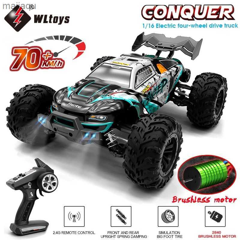 Electric/RC Car WLtoys 1 16 70KM/H or 50KM/H four-wheel drive RC car with LED remote control childrens high-speed drift monster truck VS 144001 toyL2404