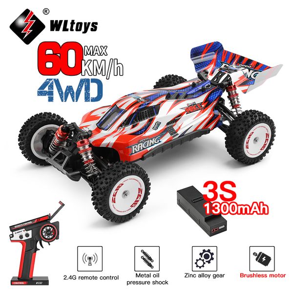 Voiture RC électrique WLtoys 124008 60KM H 4WD RC 3S Professional Racing Brushless Électrique Haute Vitesse Hors Route Drift Télécommande Jouets Cadeau 230801