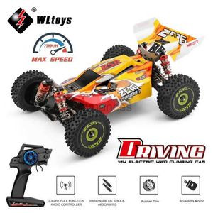 Electric/RC-auto WLTOYS 144010 144001 75 km/H 2.4G Racing RC Car Borstelloos 4WD High Speed Off-Road Remote Drift Toys for Children 240424