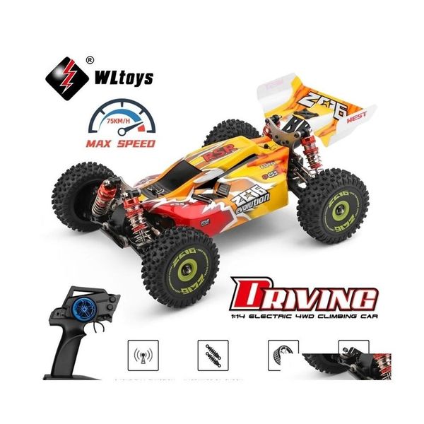 Voiture électrique/Rc Wltoys 144010 144001 75 Km/H 2.4G Rc sans brosse 4Wd électrique haute vitesse tout-terrain télécommande jouets de dérive pour enfants Dh0Mi