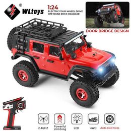 Electric/RC CAR WLTOYS 2428 1 24 MINI RC CAR 2.4G met LED -verlichting 4WD Off Road Vehicle Model Remote Control Mechanical Truck speelgoed