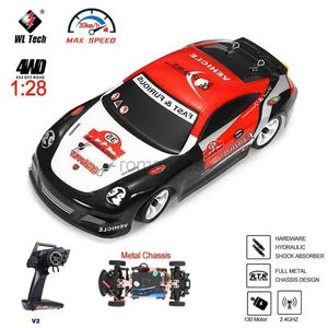 Electric/RC Auto WLTOYS K969 1 28 4WD 2.4G MINI RC RACING AUR HOGE SPEED OFF-ROAD LED REMOTE DRIVE DRIFT TOY Legering Voertuig Kinderen Geschenk 240424