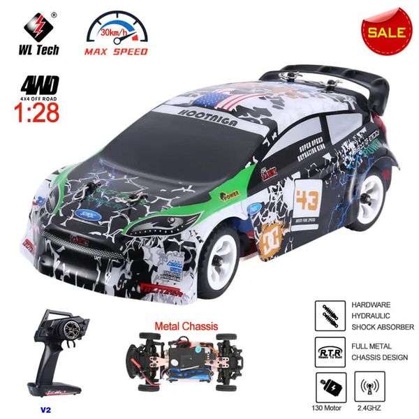 Coche eléctrico/RC WLtoys K989 1 28 4WD 2.4G Mini RC Racing Car Alta velocidad todoterreno Control remoto Drift Toys Vehículo de aleación para niños Regalo para niños 231122