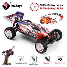 Elektrische RC auto WLtoys mobil Afstandsbediening 4WD hadiah mainan Drift Off Road listrik tanpa sikat kecepatan tinggi balap profesional 124008 60km jam 3S 230905