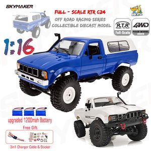 Coche eléctrico / RC WPL C24-1 Coche RC a escala completa 1 16 2.4G 4WD Rock Crawler Buggy eléctrico Camión de escalada Luz LED en carretera 1/16 para niños Regalos Juguetes 230717