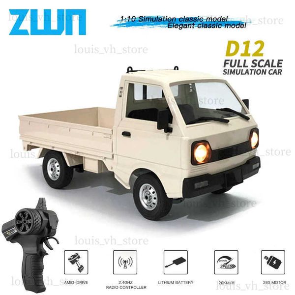 Coche eléctrico / RC WPL D12 1 10/1 16 RC COCHE Simulación Drift Climbing Truck LED Light Haul Cargo Control remoto Juguetes eléctricos para niños T240325