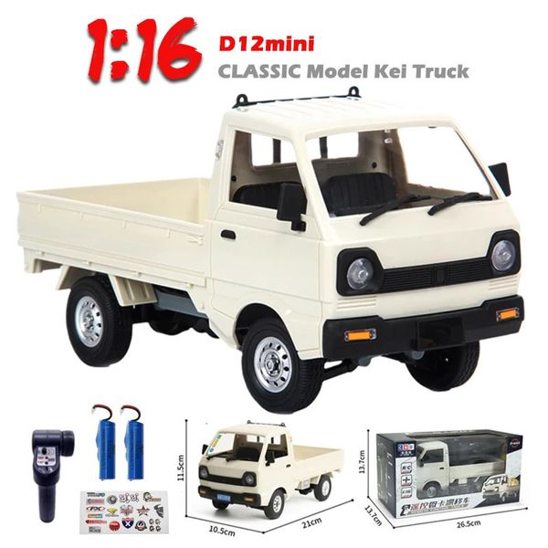 Voiture électrique RC WPL D12 Mini 1/16 RC 2.4G, télécommande, simulation de dérive, camion d'escalade, lumière sur route D12mini 1/16, cadeaux pour enfants, jouets 231021