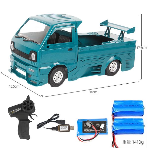 Coche eléctrico RC WPL D12D 1 10 2WD RC Drift Climbing Truck LED Light On road 260 Motor cepillado con cola 1 10 Para niños Regalos Juguetes VS D12 230607