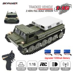 Electric/RC CAR WPL E-1 1/16 RC Tank speelgoed 2.4G 4WD Super Crawler Tracked Remote Control 1 16 Off-road voertuig Electric Kids RC Toys voor jongens 230525