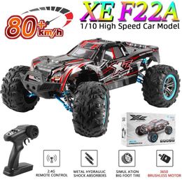 Electric/RC CAR XLF F22A F21A 1 10 80 km/H RC CAR 4WD 2,4G Borstelloos alle metalen undercontainer afstandsbediening High Speed Drift Monster Truck Toys 240424