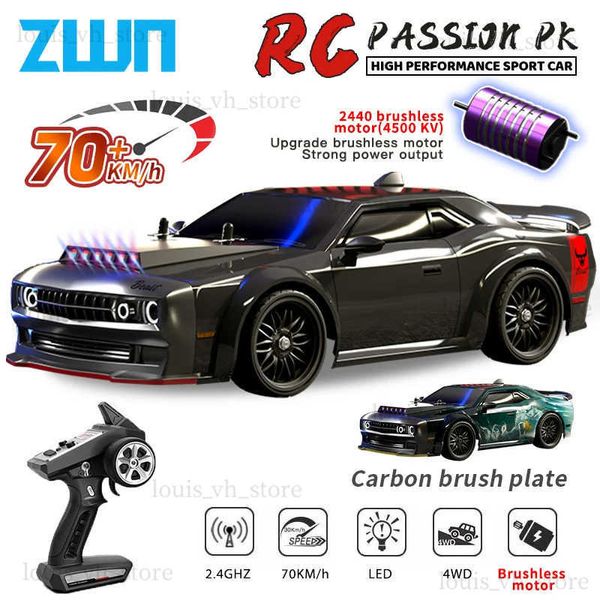 Coche eléctrico/RC ZWN 1 16 70 km/h Coche sin escobillas RC Drift con luces LED 4WD Eléctrico de alta velocidad Racing Control remoto Monster Truck para niños Regalo T240325