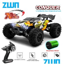 Elektrische/Rc Auto Zwn 1 16 70 Km/H Of 50 Km/H 4Wd Rc Met Led Afstandsbediening Hoge Snelheid Drift Monster Truck voor Kinderen Vs Wltoys 144001 Speelgoed Dhdy1