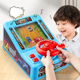 Electric RC Track Car Game Toys para niño Vehículo electrónico Conducción Aventura Volante con música Efecto de sonido Juegos mentales Juguete Niños Regalos 230308