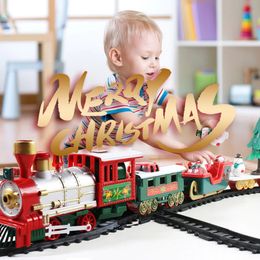 Electric / RC Track Christmas Train Set Juego de tren eléctrico para juguetes de Navidad para niños Regalo de cumpleaños alrededor del árbol de Navidad Decoración de fiesta Regalo de Navidad 230420