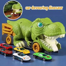 Électrique RC piste dinosaure jouet jouer jeu de véhicule pour garçon voiture camion enfants Montessori cadeau enfant course avec Mini 231207
