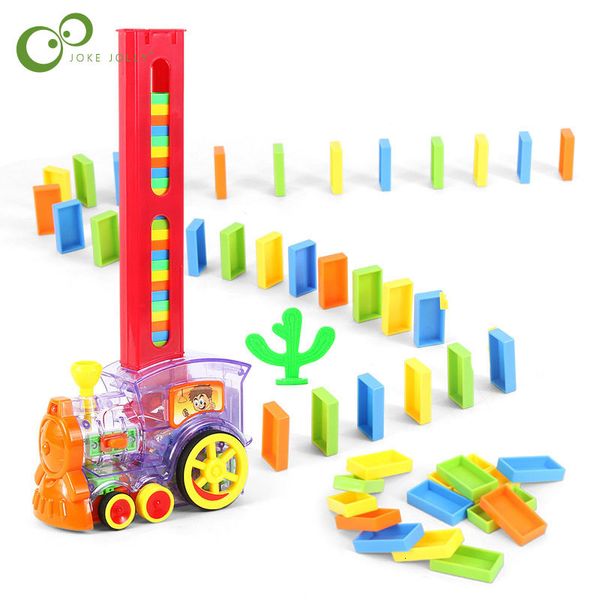 Pista eléctrica/RC Dominó, tendido eléctrico automático, tren pequeño, juguetes educativos para niños, bloques de construcción coloridos, empalme, regalo DIY para niños XPY 230420