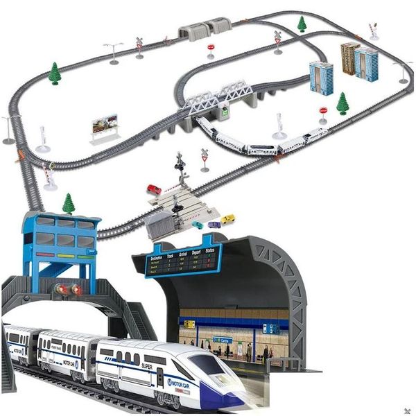 Eléctrico / RC Pista Eléctrica Ferrocarril de alta velocidad Armonía Tren Juguete Niño Montar DIY Rail Set Niños Cumpleaños Navidad Drop Entrega Dhrfm