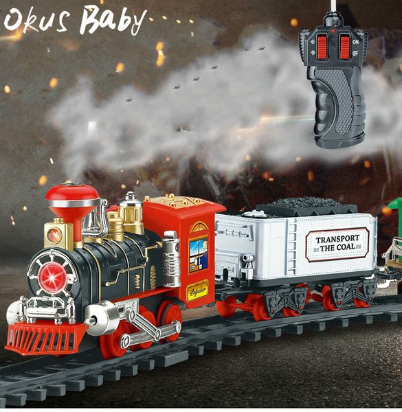 Electric / RC Track est Electric Dynamic Steam RC Track Train Set Simulación Modelo de juguete para niños Recargable Niños Juguete de control remoto 230601