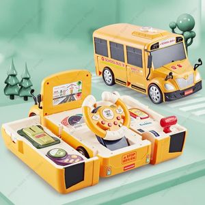 Jouet de bus électrique pour enfants sur piste RC avec simulation de lumière sonore, équipement de volant, éducation musicale, connaissances, jouets de conduite, cadeau 231205