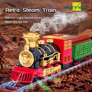 Electric/RC Track Lights and Lound Retro Steam Electric Train Set Spoorsporen speelgoed trein geschenken speelgoed voor kinderen verjaardagsfeestje cadeau voor jongens meisjes 230420