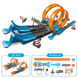 Elektrische RC Track Stuntsnelheid Dubbele auto -wielen Model speelgoed voor kinderen racen diy geassembleerde railkits familie interactieve jongen kinderen speelgoedcadeau 230307