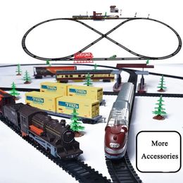 Electric RC Track Train Children S Toys Retro Set Creative Decor Model Party Gifts Kerstmis 230323