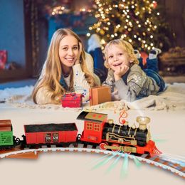 Ensemble de jouets de train électrique/RC pour garçons de 4 à 7 ans avec lumière sonore de fumée, ensemble de train électrique classique à moteur à vapeur pour tout-petits, ensemble de chemin de fer de voiture de fret 230420