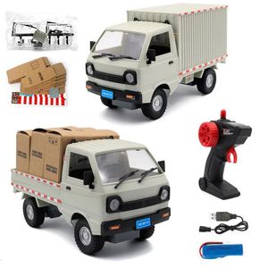 Camions électriques RC 116 4CH, voiture de transport légère, simulation de dérive, escalade avec télécommande LED, jouets pour garçons, 231229