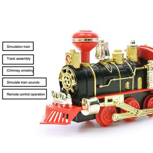 Hot Nieuwste Elektrische Oplaadbare Steam Smoke Train Model Truck Car Track Toy Remote Suit