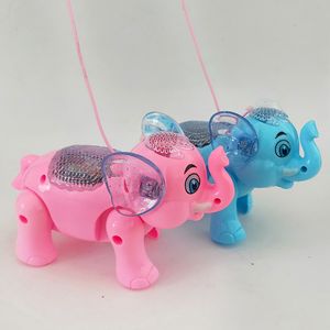 Cuerda eléctrica elefante intermitente elefante de dibujos animados puesto de venta de música luminosa caminar simulación animal fábrica al por mayor Mascotas electrónicas