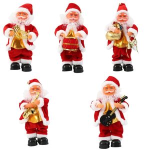 Elektrische Santa Claus Xmas Singing Dansen Saxofoon Doll Speelgoed Kids Nieuwjaar Gift Thuis Desktop Ornament