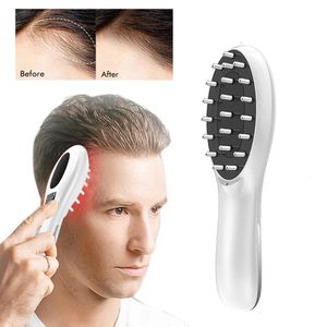 Aplicador de cuero cabelludo eléctrico Peine líquido para el crecimiento del cabello Terapia de luz azul rojo vibración de la vibración del cabello Massage peine 240418