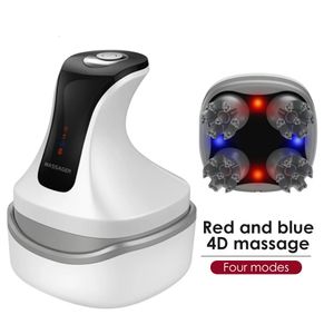 Elektrische hoofdhuid Kop Massager Gezondheidszorg Rode en blauw lichte therapie Haargroeiproducten Antisters Kneadkop Scratcher 240417