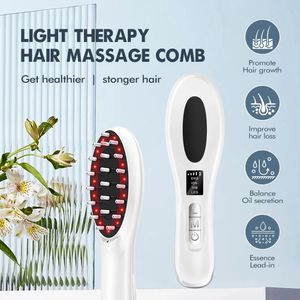 Elektrische hoofdhuidmassager voor haargroei Comb Essencial Oil Applicator 680 Nm Red Light Therapy EMS Microcurrent Head Massage Spa 240411