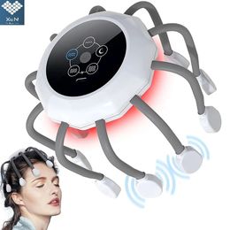 Elektrische Hoofdhuid Massager Hoofd Rood Licht Vibrator Octopus Scratcher Voor Ontspanning Stress Migraine Opladen 240309