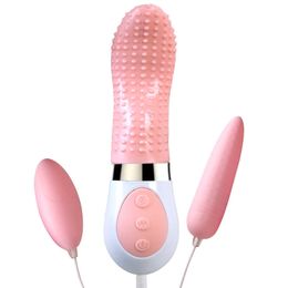 Vibradores de lengua de juguete eléctrico sexy para parejas, juguetes de coqueteo, huevos de doble salto, carga USB, estimulación del clítoris del punto G para mujer