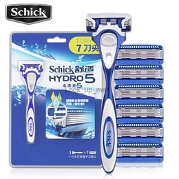 Máquina de afeitar eléctrica 1 maquinilla de afeitar + 7 cuchillas Schick Hydro5 Juego de cuchillas de afeitar de seguridad Manual Cómodo Hombres Máquina de afeitar Barba Afeitado Peinado Envío gratis YQ230928