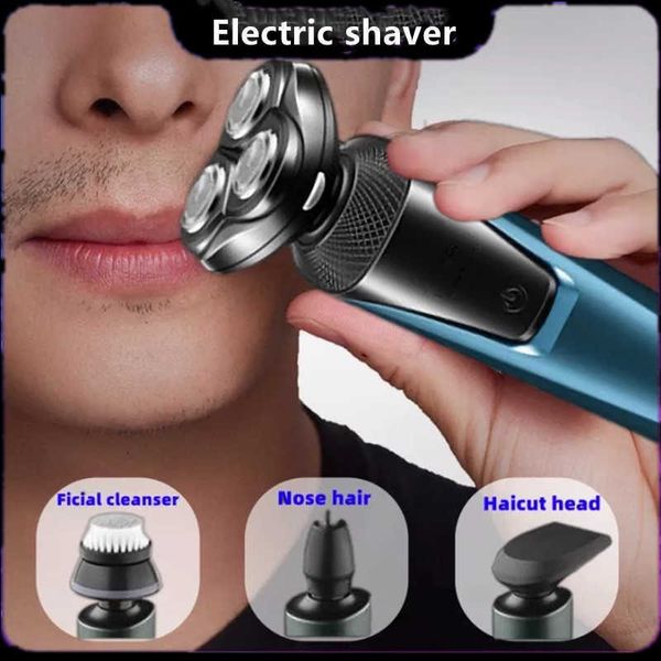 Rasoir électrique rasoir électrique rasoir électrique coupe de cheveux Machine de rasage pour hommes tondeuse tondeuse à barbe rasoir rotatif étanche à l'eau