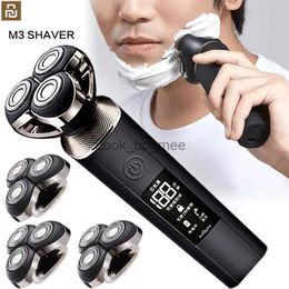 Rasoir électrique Rasoir électrique rasoir électrique coupe de cheveux Machine de rasage pour hommes tondeuse tondeuse à barbe rasoir rotatif avec écran LCD Youpin YQ230928