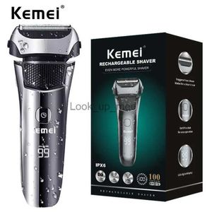 Rasoir électrique Kemei KM-8512 lavable humide sec rasoir électrique hommes LCD affichage rasoir Rechargeable tondeuse à barbe tête chauve système de Machine à raser YQ230928