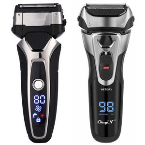 Rasoir électrique LED Affichage Rasoir pour hommes Sec Humide Tondeuse à barbe étanche Machine portable pour le rasage du visage Nettoyage 3 lames P0817