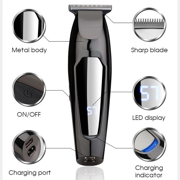 Rasoir électrique USB charge rapide tondeuse écran LCD professionnel lavable tondeuse à cheveux type général Style hommes huile tête coupe de cheveux Machine