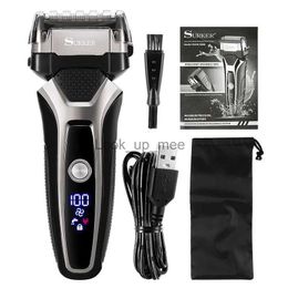 Elektrisch scheerapparaat USB oplaadbaar elektrisch scheerapparaat Roestvrijstalen scheermachine Heren 3D Triple Floating Blade Razor Shaver Barber Trimmer YQ230928