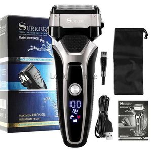 Electric Shaver Rasoir électrique Rechargeable USB Machine à raser en acier inoxydable pour hommes 3D Triple lame flottante rasoir rasoir barbier électrique YQ230928