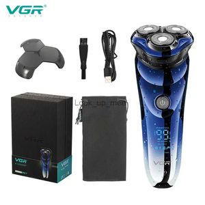 Rasoir électrique VGR 3 têtes rasoir électrique rasoir PINJING Machine à raser affichage numérique LED tondeuse 3D rechargeable barbe hommes lavable noir YQ230928