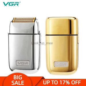 Rasoir électrique VGR 398 rasoir électrique soins personnels USB Mini rasoir rechargeable Portable entièrement en métal étui en cuir alternatif V398 YQ230928