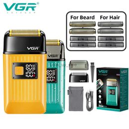 Rasoir électrique VGR tondeuse à cheveux rasoir électrique professionnel IPX6 Machine de coupe de cheveux étanche affichage LED rasoir électrique à feuille pour hommes V-357 YQ230928